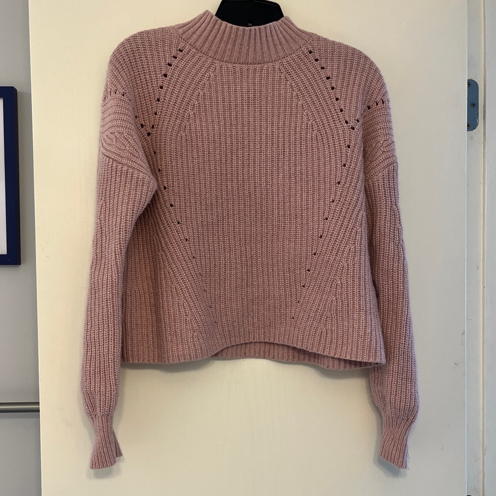 Gap Wool Blend Pink Balloon Sleeve Knit Mock Turtleneck Sweater size Small